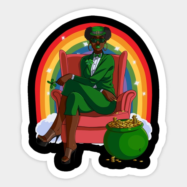 African American Female Leprechaun St. Patrick's Day Sticker by Noseking